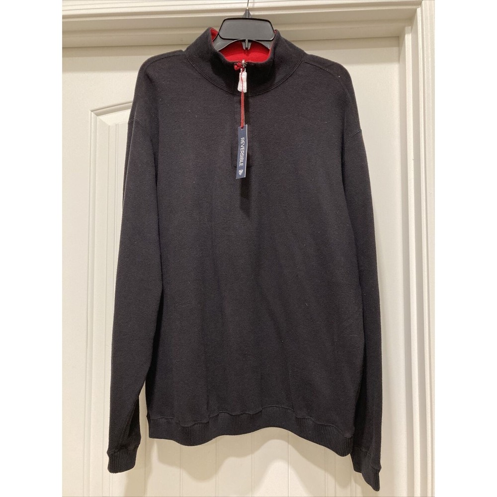 Danil Cremieux 1/4 Zip Reversible Sweater Black & Red SZ XL NWT